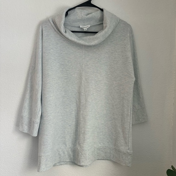 Haven Well Within Sweaters - Haven Well Within Cowl Neck w/ 3/4 Sleeves • Light Blue Gray • Medium Petite